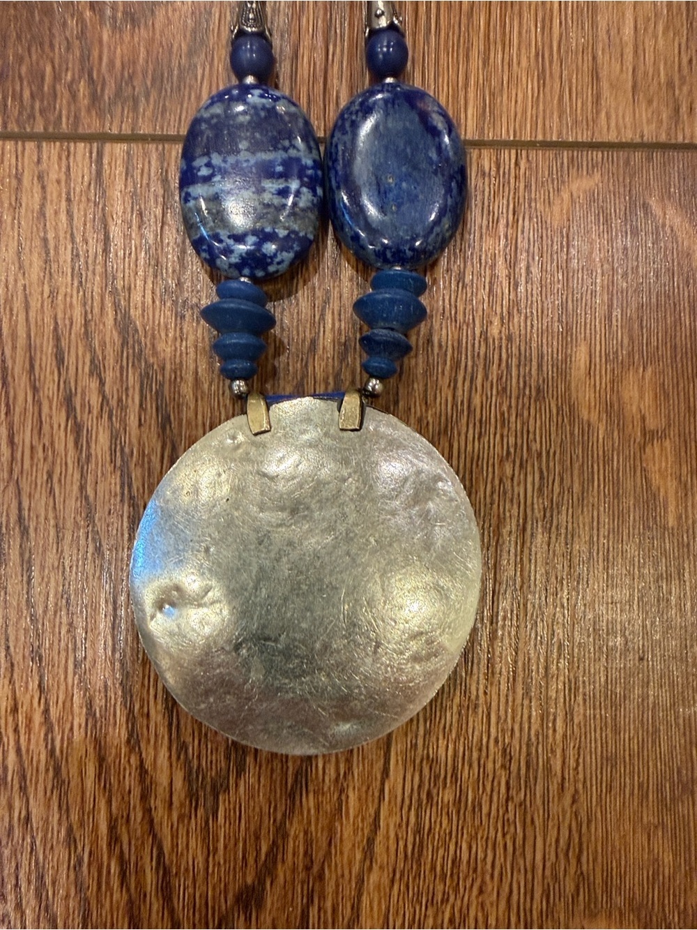 Boho Lapis and Silver Tone Statement Necklace - Blue - Picture 4 of 8